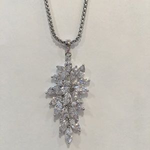 Rhinestone Pendant with Silver Color Chain